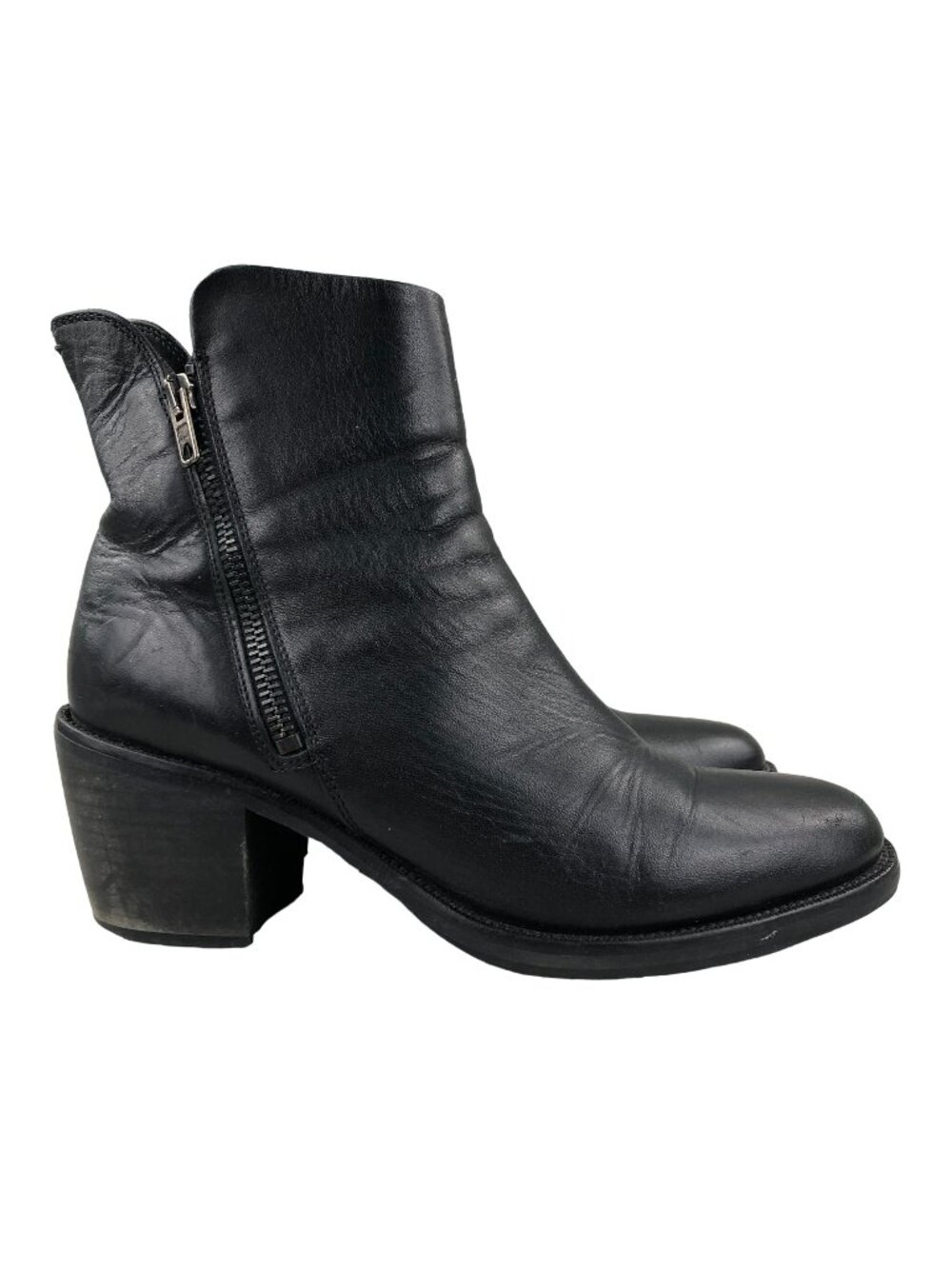 ALBA Women's Size 39 Black Leather Closed Toe Side Zip Ankle Booties Boots ITALY